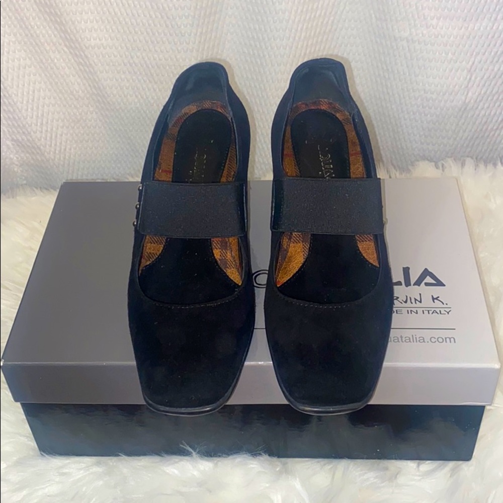 Aquatalia By Martin K Black Suede Wedge IOB